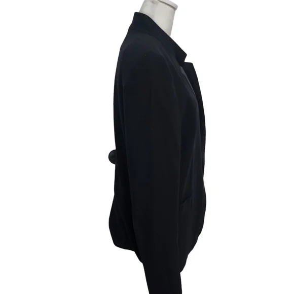 EUC Escada Black Leather Trim Wool Blend Babaasi Blazer - Picture 4 of 10